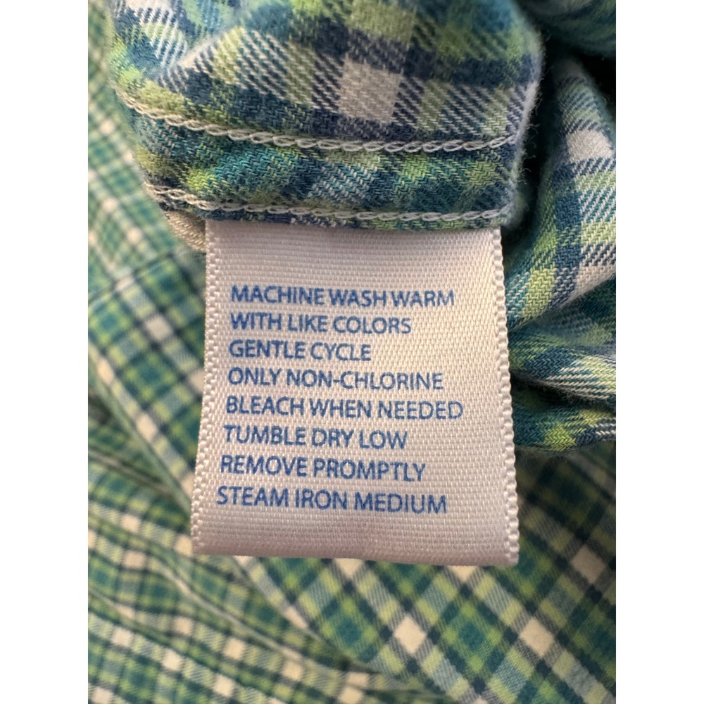 Southern Tide Mens Large Green Blue Plaid Long Sleeve Button Down Cotton Shirt L - Picture 8 of 9